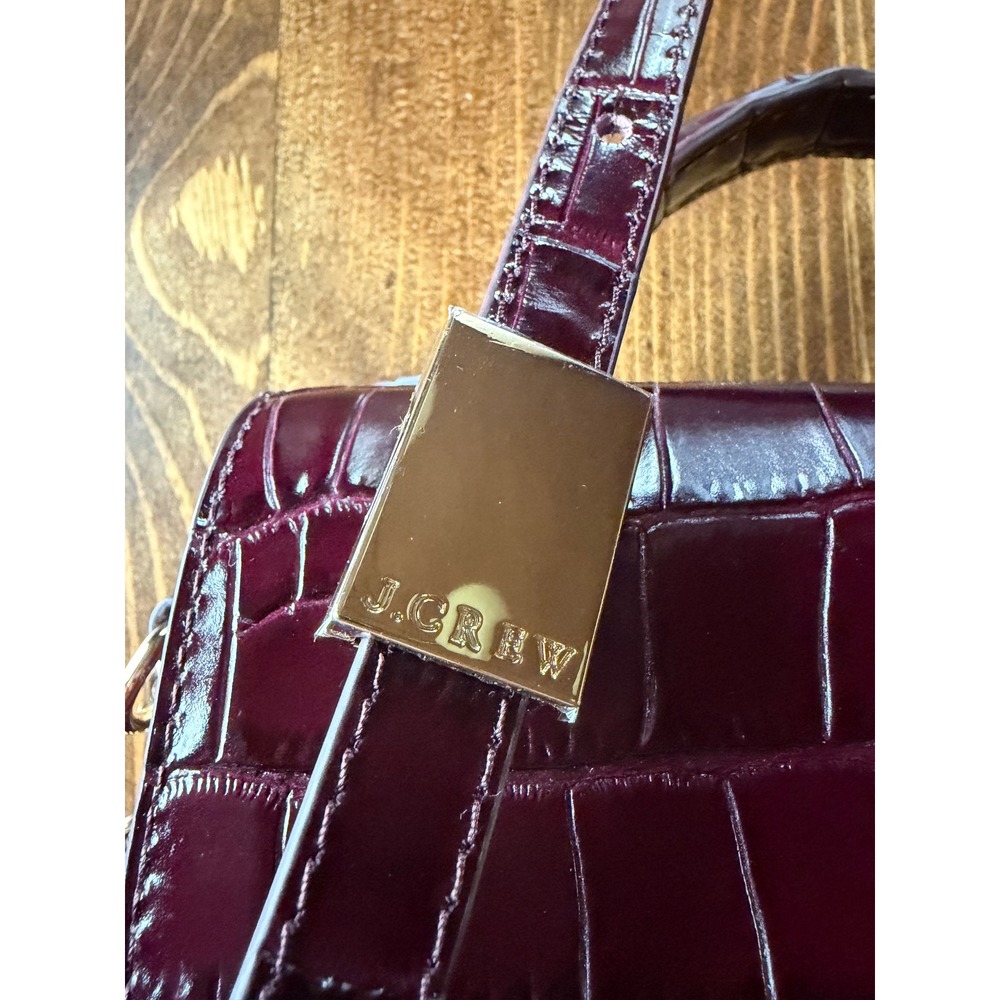 J.Crew Small Edie Top-Handle Bag Italian Croc-Embossed Leather Burgundy BX991 - Picture 5 of 14